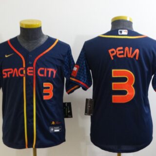 Youth Houston Astros #3 Jeremy Pe?a 2022 Navy City Connect Stitched Jersey