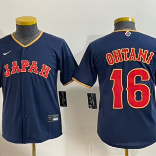 Youth Japan Baseball #16 Shohei Ohtani Navy 2026 World Baseball Classic Road Stadium Stitched Baseball Jersey