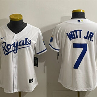 Youth Kansas City Royals #7 Bobby Witt Jr. White Cool Base Stitched Baseball Jersey