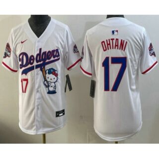 Youth Los Angeles Dodgers #17 Shohei Ohtani White Hello Kitty 2025 World Series Champions Limited Jersey