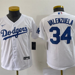Youth Los Angeles Dodgers #34 Toro Valenzuela White Stitched Baseball Jersey