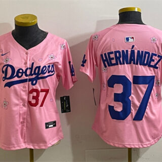 Youth Los Angeles Dodgers #37 Teoscar Hernandez Pink 2025 Tokyo Series Limited Stitched Baseball Jersey