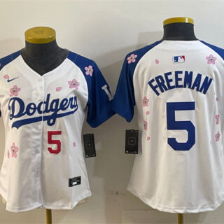 Youth Los Angeles Dodgers #5 Freddie Freeman White Royal 2025 Tokyo Series Limited Stitched Baseball Jersey
