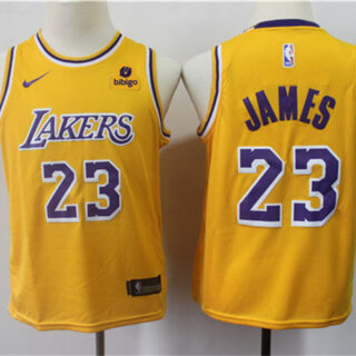 Youth Los Angeles Lakers #23 LeBron James Yellow Stitched Basketball Jersey