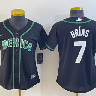 Youth Mexico Baseball #7 Julio Ur??as 2023 Black World Baseball Classic Stitched Jersey