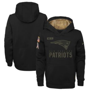 Youth New England Patriots Nike Youth 2020 Salute to Service Pullover Performance Hoodie Black (3)