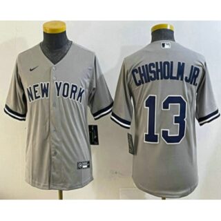 Youth New York Yankees #13 Jazz Chisholm Jr Grey Cool Base Stitched Jersey