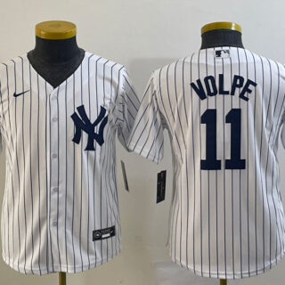 Youth New York Yankees #11 Anthony Volpe White Cool Base Stitched Baseball Jersey