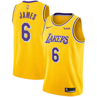 Youth Nike Lakers #6 LeBron James Gold Youth NBA Swingman Icon Edition Jersey