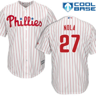 Youth Philadelphia Phillies #27 Aaron Nola White Cool Base MLB Jersey