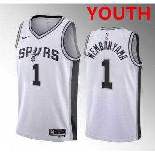 Youth San Antonio Spurs #1 Victor Wembanyama white association edition stitched basketball jersey