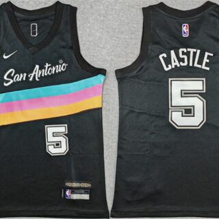 Youth San Antonio Spurs #5 Stephon Castle Black 2025 City Edition Stitched Jersey