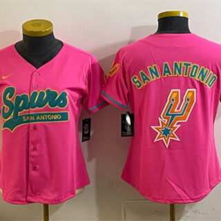Youth San Antonio Spurs Team Big Logo Pink Stitched Baseball Jersey