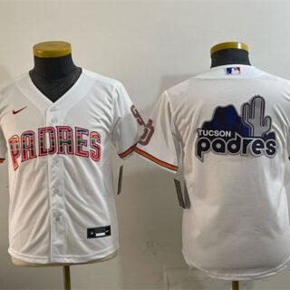 Youth San Diego Padres Team Big Logo White Mexico Cool Base Stitched Baseball Jersey