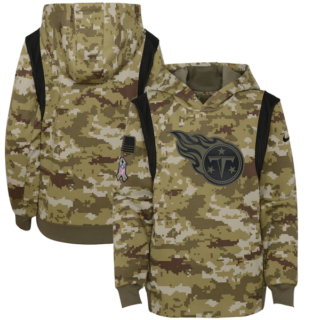 Youth Tennessee Titans 2021 Camo Salute To Service Therma Performance Pullover Hoodie