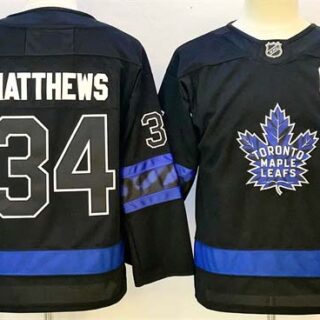 Youth Toronto Maple Leafs #34 Auston Matthews Black With C Patch 2024-25 Alternate Stitched Hockey Jersey