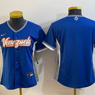 Youth Venezuela Baseball Blank Royal 2026 World Baseball Classic Road Stadium Stitched Baseball Jersey