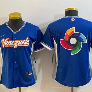 Youth Venezuela Baseball Royal 2026 World Baseball Classic Big Logo Road Stadium Stitched Baseball Jersey