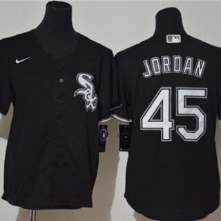 Youth White Sox 45 Michael Jordan Black Youth 2020 Nike Cool Base Jersey