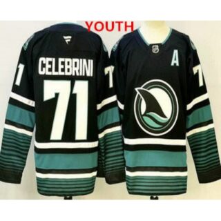 Youth San Jose Sharks #71 macklin celebrini black authentic jersey