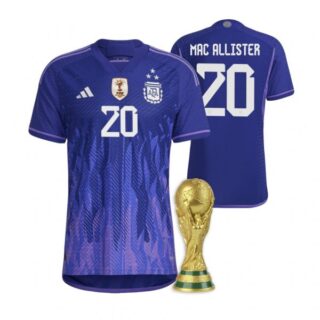 Youth Alexis Mac Allister Argentina National Team Purple Away 3 Stars 2022 World Cup Champions Jersey