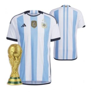 Youth Argentina National Team White Home 3 Stars 2022 World Cup Champions Jersey