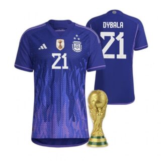 Youth Paulo Dybala Argentina National Team Purple Away 3 Stars 2022 World Cup Champions Jersey