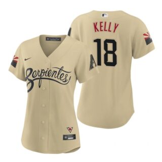 Women Arizona Diamondbacks #18 Carson Kelly Serpientes City Connect Jersey Gold - Stitched