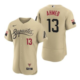 Men's Arizona Diamondbacks #13 Nick Ahmed Serpientes City Connect Jersey Gold - Stitched