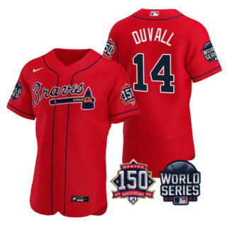 Men's Atlanta Braves Adam Duvall 2021 World Series Stitched Jersey Flex Base Red