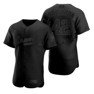 Men's Jackie Robinson Atlanta Braves Flex Base Jersey Black Award