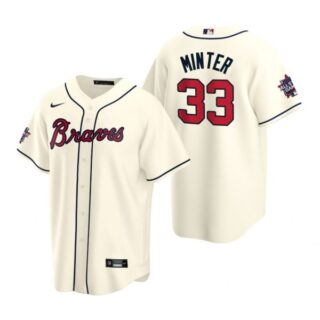Men's A.J. Minter Atlanta Braves Cool Base All Star Jersey Cream