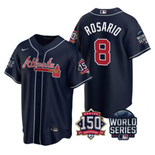 Men's Atlanta Braves Eddie Rosario 2021 World Series Stitched Jersey Cool Base Navy