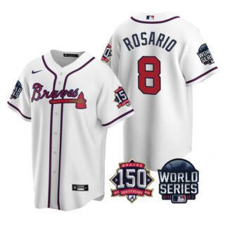 Men's Atlanta Braves Eddie Rosario 2021 World Series Stitched Jersey Cool Base White Home