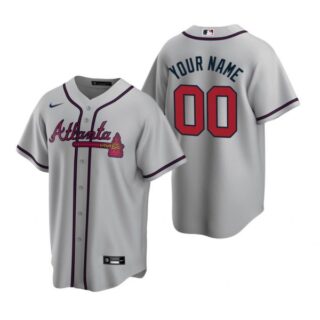 Men's Custom Atlanta Braves Cool Base Jersey Gray