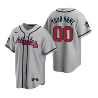 Men's Custom Atlanta Braves Cool Base All Star Jersey Gray