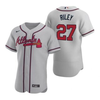 Men's #27 Austin Riley Atlanta Braves Flex Base Jersey Gray