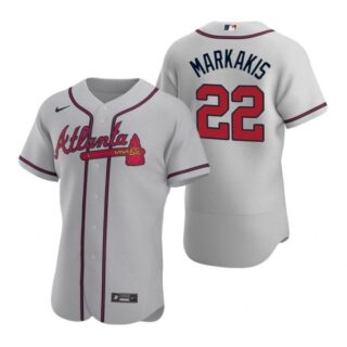 Men's Nick Markakis Atlanta Braves Flex Base Jersey Gray
