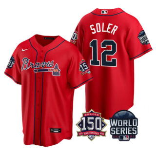 Men's Atlanta Braves Jorge Soler 2021 World Series Stitched Jersey Cool Base Red