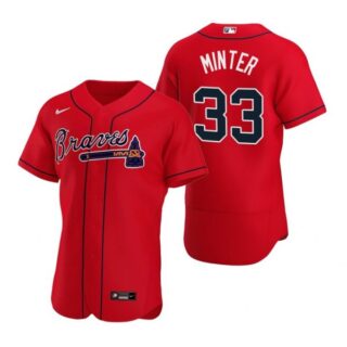 Men's #33 A.J. Minter Atlanta Braves Flex Base Jersey Red