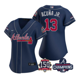 Women's Atlanta Braves Ronald Acuna Jr. 2021 World Series Champions Stitched Jersey Navy