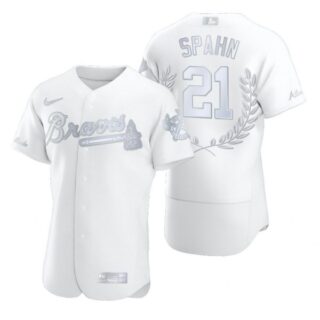 Men's Warren Spahn Atlanta Braves Flex Base Jersey White Award