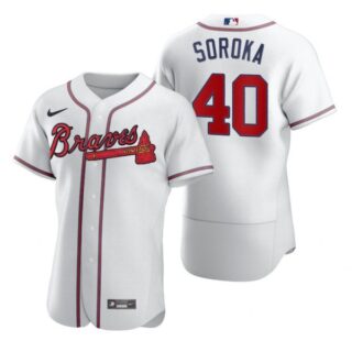 Men's #40 Mike Soroka Atlanta Braves Flex Base Jersey White