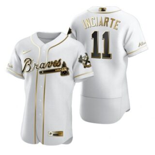 Men's #11 Ender Inciarte Atlanta Braves Flex Base Jersey White Golden