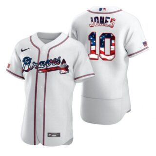 Men's #10 Chipper Jones Atlanta Braves Flex Base Jersey White Stars