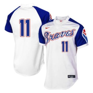 Men's #11 Ender Inciarte Atlanta Braves Cool Base Jersey White Throwback