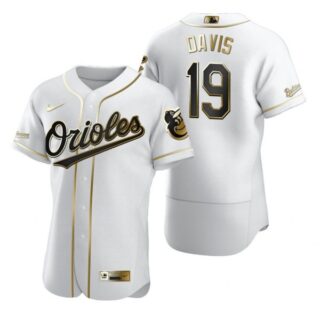 Men's Chris Davis Baltimore Orioles Flex Base Jersey White Golden