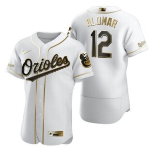 Men's Roberto Alomar Baltimore Orioles Flex Base Jersey White Golden
