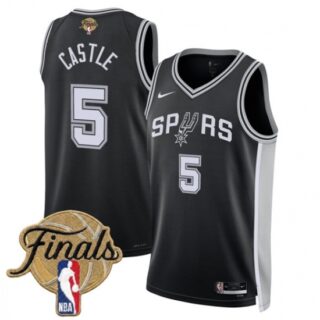 Men's San Antonio Spurs #5 Stephon Castle Black 2026 Finals Icon Edition Stitched Basketball Jersey