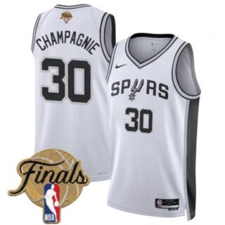 Men's San Antonio Spurs #30 Julian Champagnie White 2026 Finals Association Edition Stitched Basketball Jersey